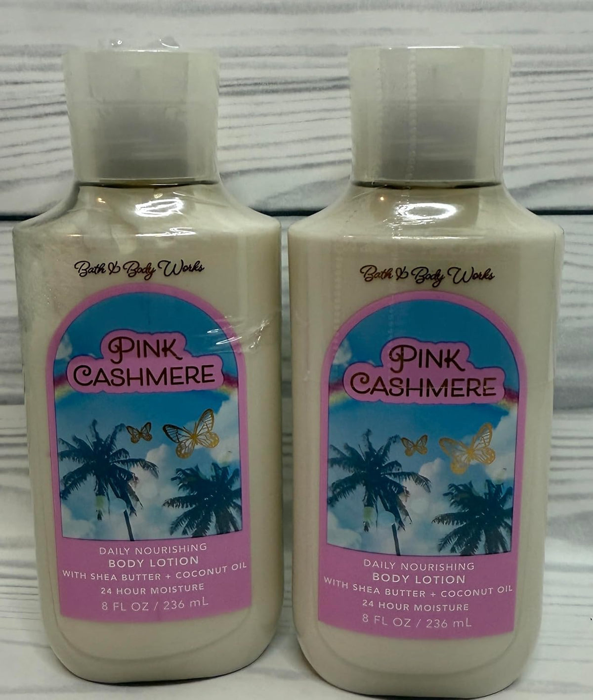 Bath & Body Works Pink Cashmere Body Lotion 2-Pack 8 oz Each Soft Warm Fragrance Moisturizing Set