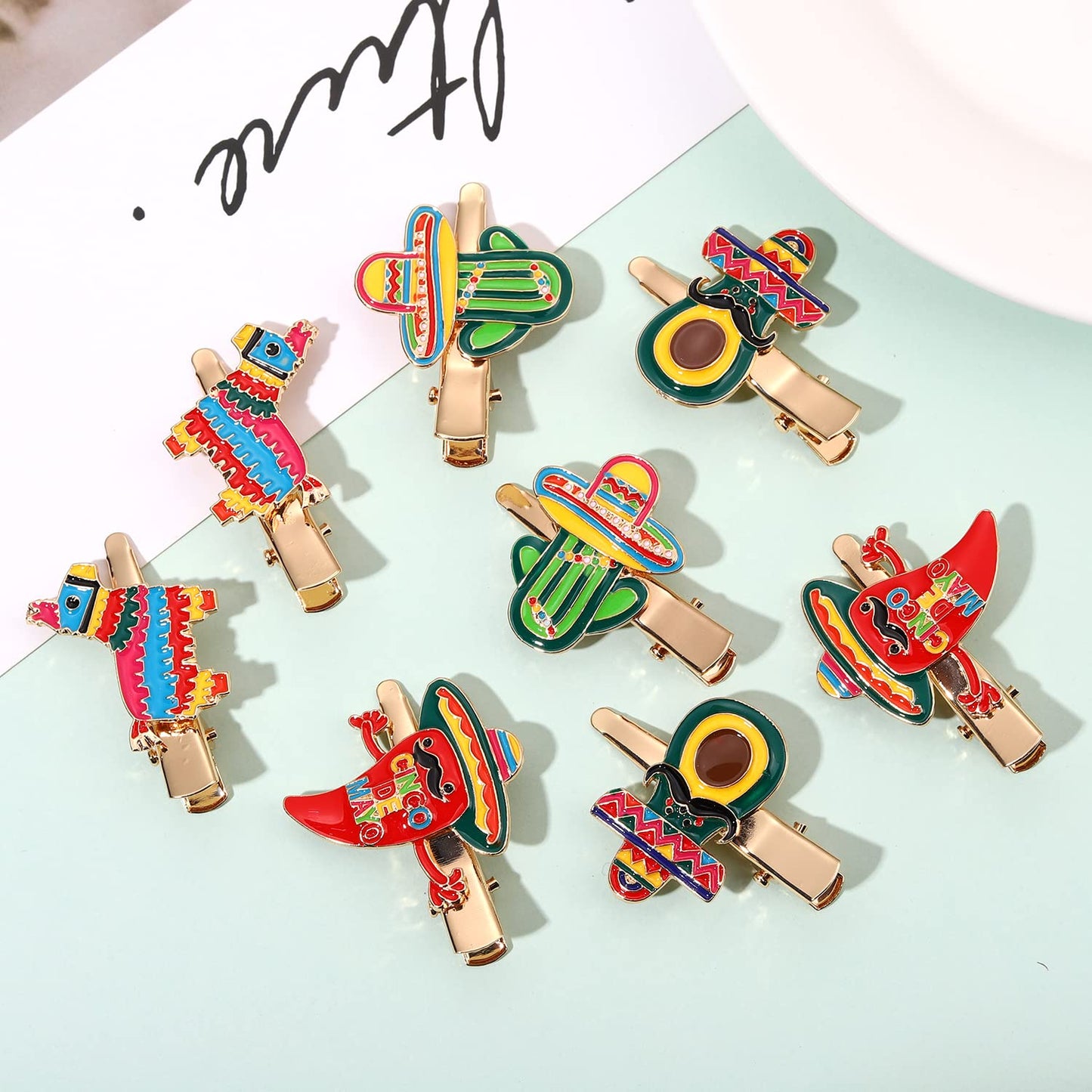 8PCS Mexican Fiesta Hair Clips for Women, Cinco De Mayo Hairpins Colorful Chili Cactus Pinata Sombrero Hair Clip Mexican Hair Accessories Holiday Beauty & Personal Care mokkia
