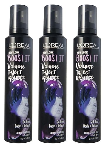 L’Oreal ParisAdvanced Hairstyle/Paris - Boost It Volume Inject Mousse - Extra Strong Hold - Net Wt. 8.3 OZ (235 g) Per Can - Pack of 3 Cans Beauty & Personal Care L'Oreal Paris