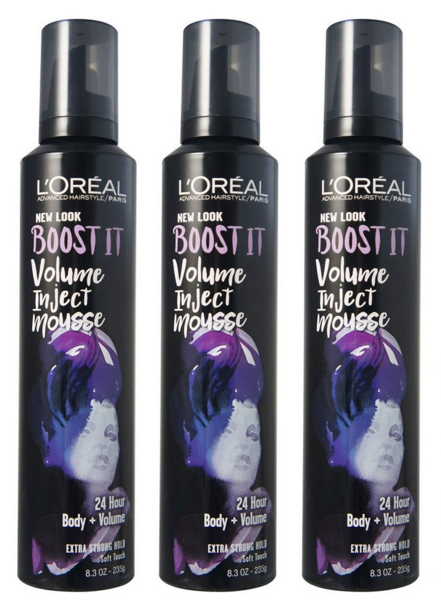 L’Oreal ParisAdvanced Hairstyle/Paris - Boost It Volume Inject Mousse - Extra Strong Hold - Net Wt. 8.3 OZ (235 g) Per Can - Pack of 3 Cans Beauty & Personal Care L'Oreal Paris