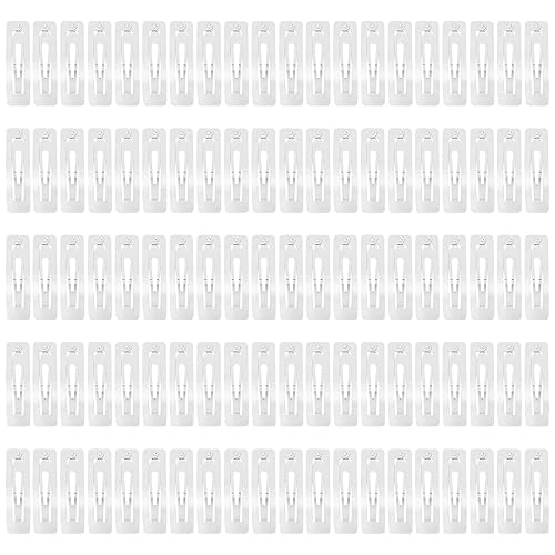 Lawie 100 Pack Bulk 2 Inch 5 CM Rectangle Square Snap Metal Hair Clips Barrettes Silver Hairpins Clips Thin Fine Bang Hair Holder Craft DIY Beauty & Personal Care Lawie