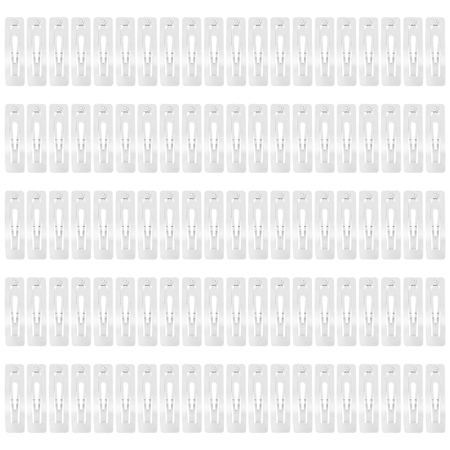 Lawie 100 Pack Bulk 2 Inch 5 CM Rectangle Square Snap Metal Hair Clips Barrettes Silver Hairpins Clips Thin Fine Bang Hair Holder Craft DIY Beauty & Personal Care Lawie