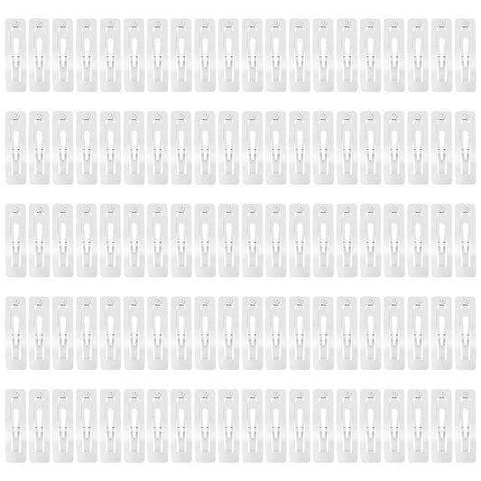 Lawie 100 Pack Bulk 2 Inch 5 CM Rectangle Square Snap Metal Hair Clips Barrettes Silver Hairpins Clips Thin Fine Bang Hair Holder Craft DIY Beauty & Personal Care Lawie
