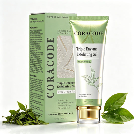 Triple Enzyme Green Tea Exfoliating Aqua Peel Gel, Deep Pore Face Exfoliant, Gentle Facial Exfoliator, Dead Skin Remover, Natural Cellulose Beauty and Personal Care CORACODE Default Title