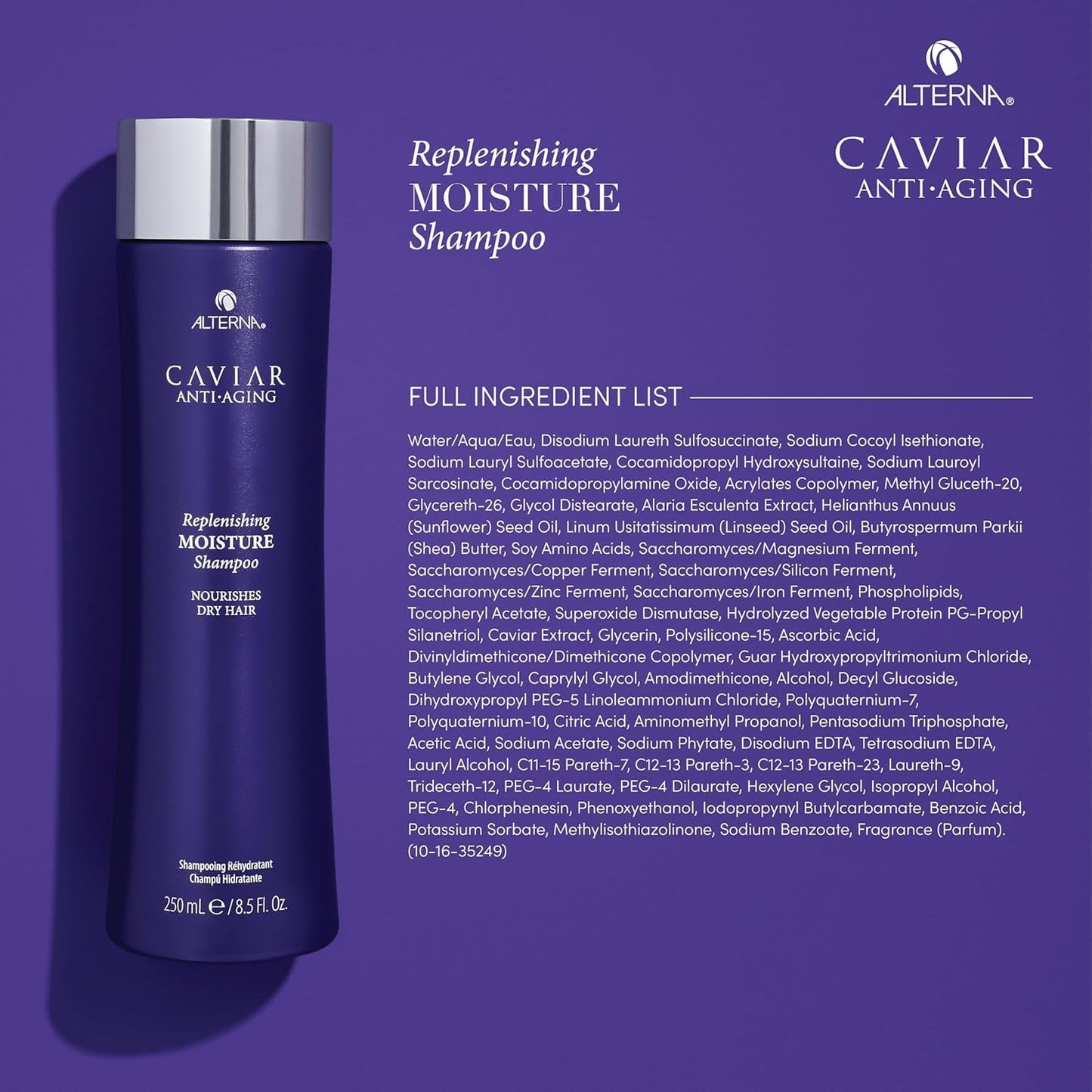 Alterna Caviar Anti-Aging Replenishing Moisture Shampoo and Conditioner Set, For Dry, Brittle Hair, Protects, Restores and Hydrates, Sulfate Free Beauty & Personal Care Alterna