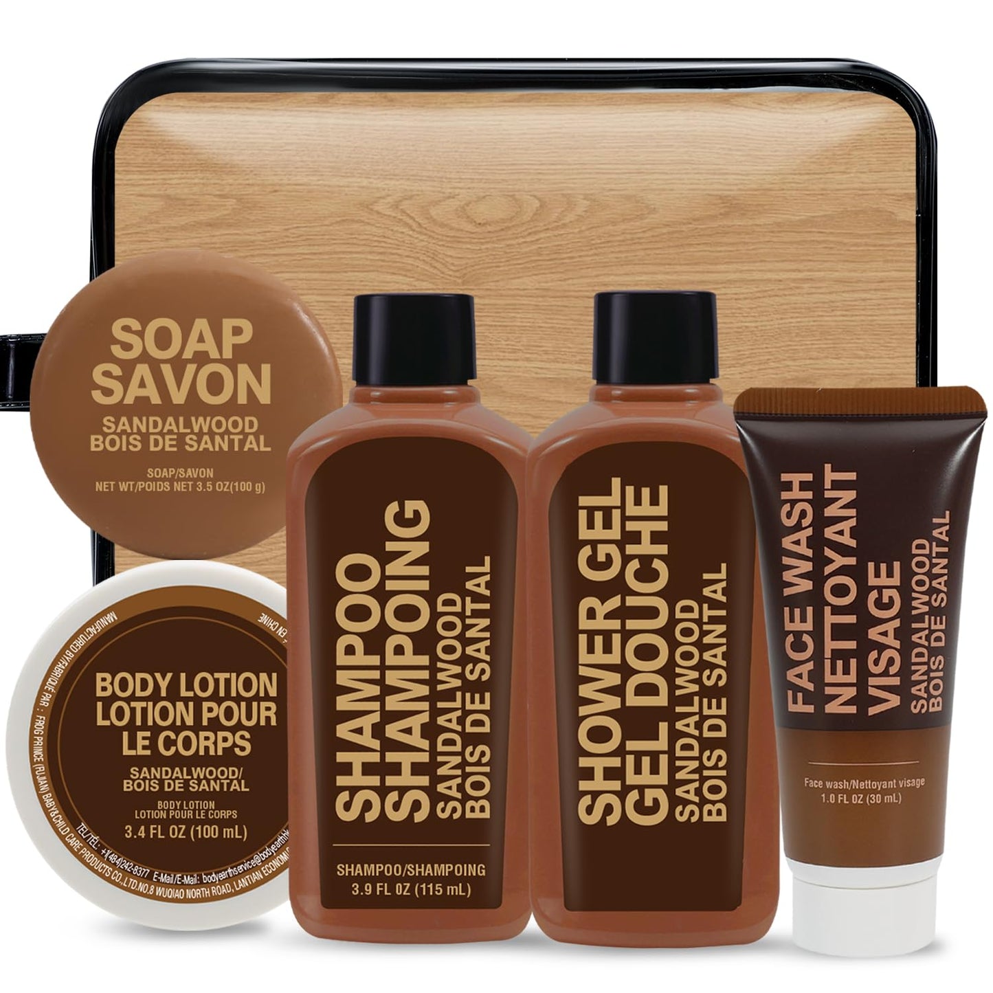 Gifts for Men 6pcs Sandalwood Gift Set Travel Size Toiletry with Shampoo, Body Lotion, Mens Gift Birthday Anniversary Gift Sets for Men, Christmas Beauty and Personal Care BODY & EARTH