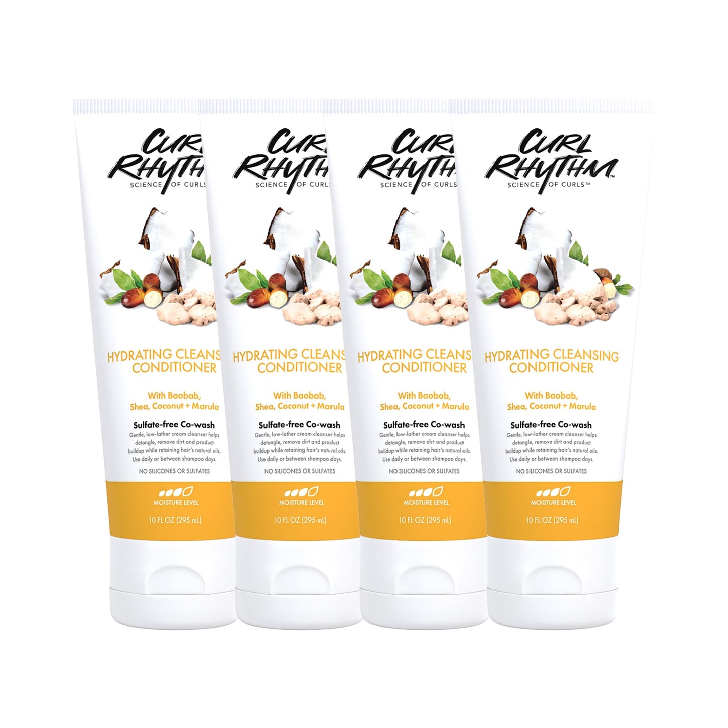 Curl Rhythm Hydrating Cleanser Conditioner - Co-wash with Shea, Marula, and Coconut - Curly Hair Conditioner - Removes Dirt and Buildup - 4 pc Beauty & Personal Care Curl Rhythm