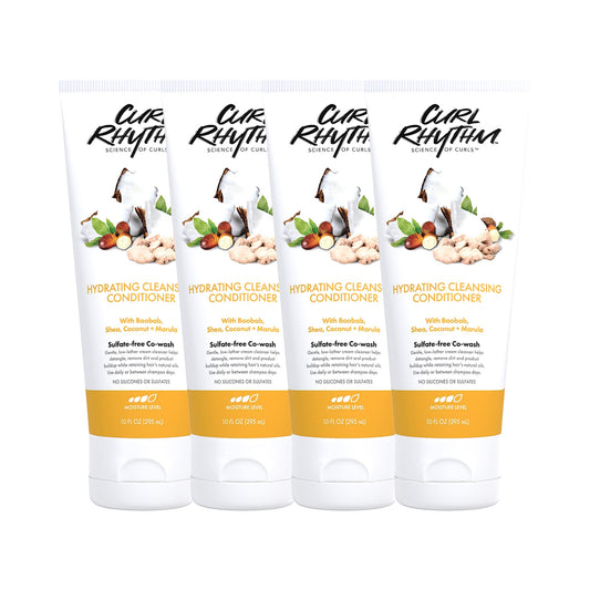 Curl Rhythm Hydrating Cleanser Conditioner - Co-wash with Shea, Marula, and Coconut - Curly Hair Conditioner - Removes Dirt and Buildup - 4 pc Beauty & Personal Care Curl Rhythm