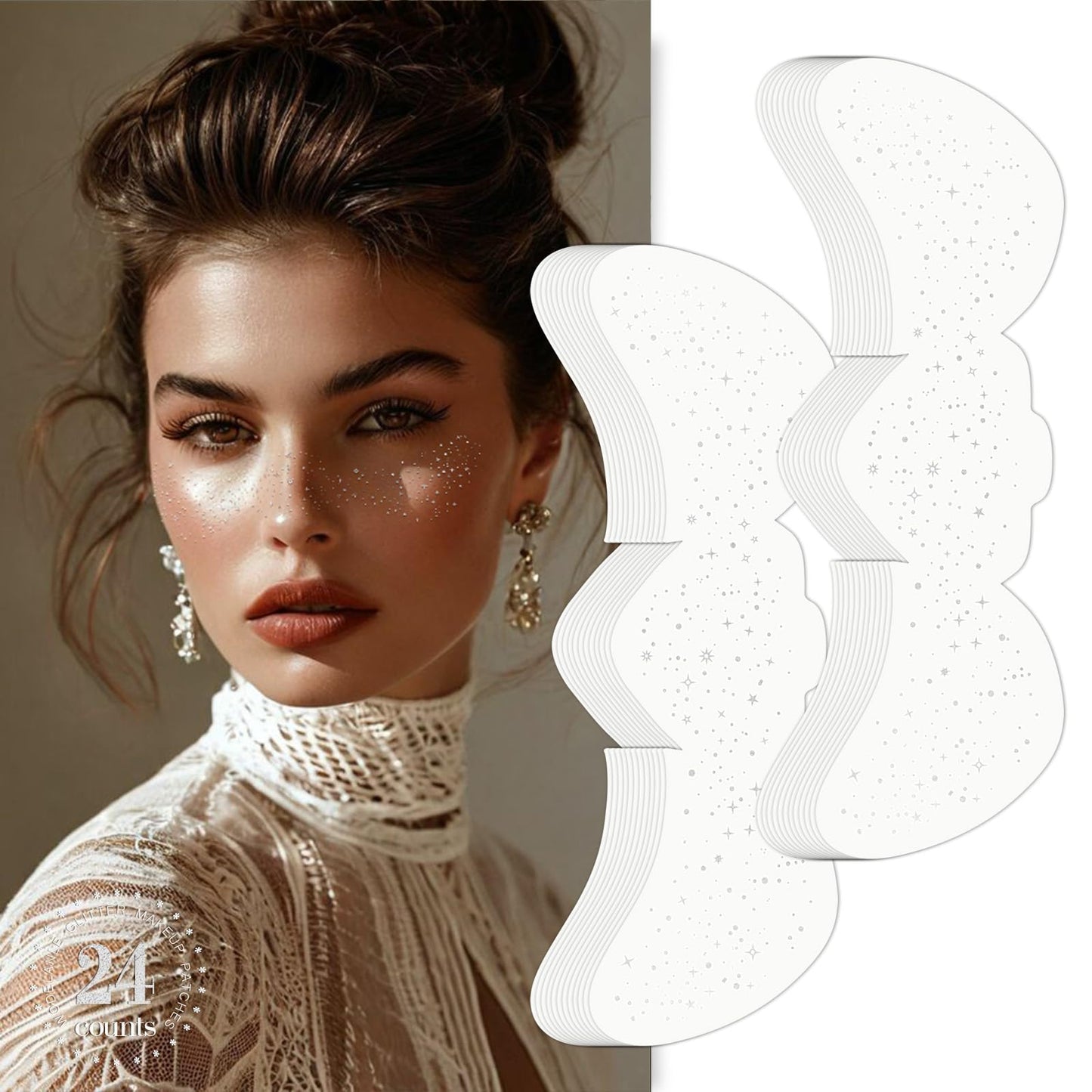 Wodelanle Glitter Freckles Face Tattoo, 24 Count Silver Face Glitter Speckles Makeup Patches, Glow Up Makeup Patches, Cute Glitter Freckles Makeup Beauty & Personal Care Wodelanle