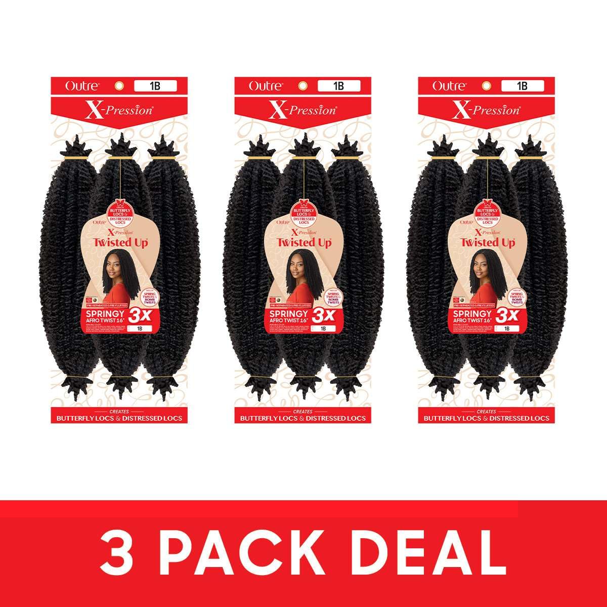 Outre X-Pression - Twisted Up - Springy Afro Twist 16" 3X (3 Pack, CHAMPAGNE AMBER)