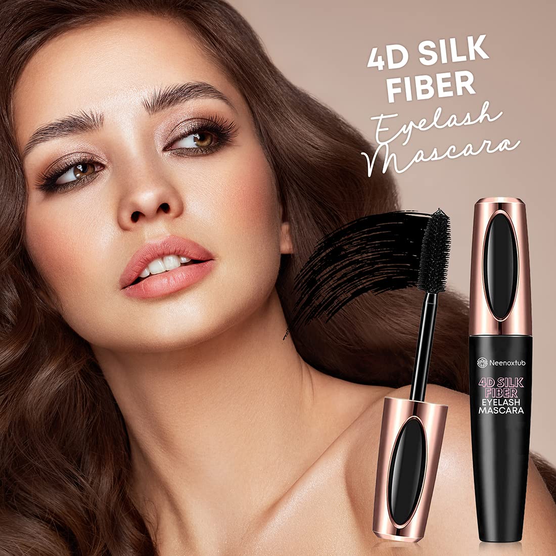 Neenoxtub 4D Silk Fiber Lash Mascara, Lengthening and Thick, Long Lasting, Waterproof & Smudge-Proof, Hypoallergenic Formula 2 Pack Black Beauty & Personal Care Neenoxtub
