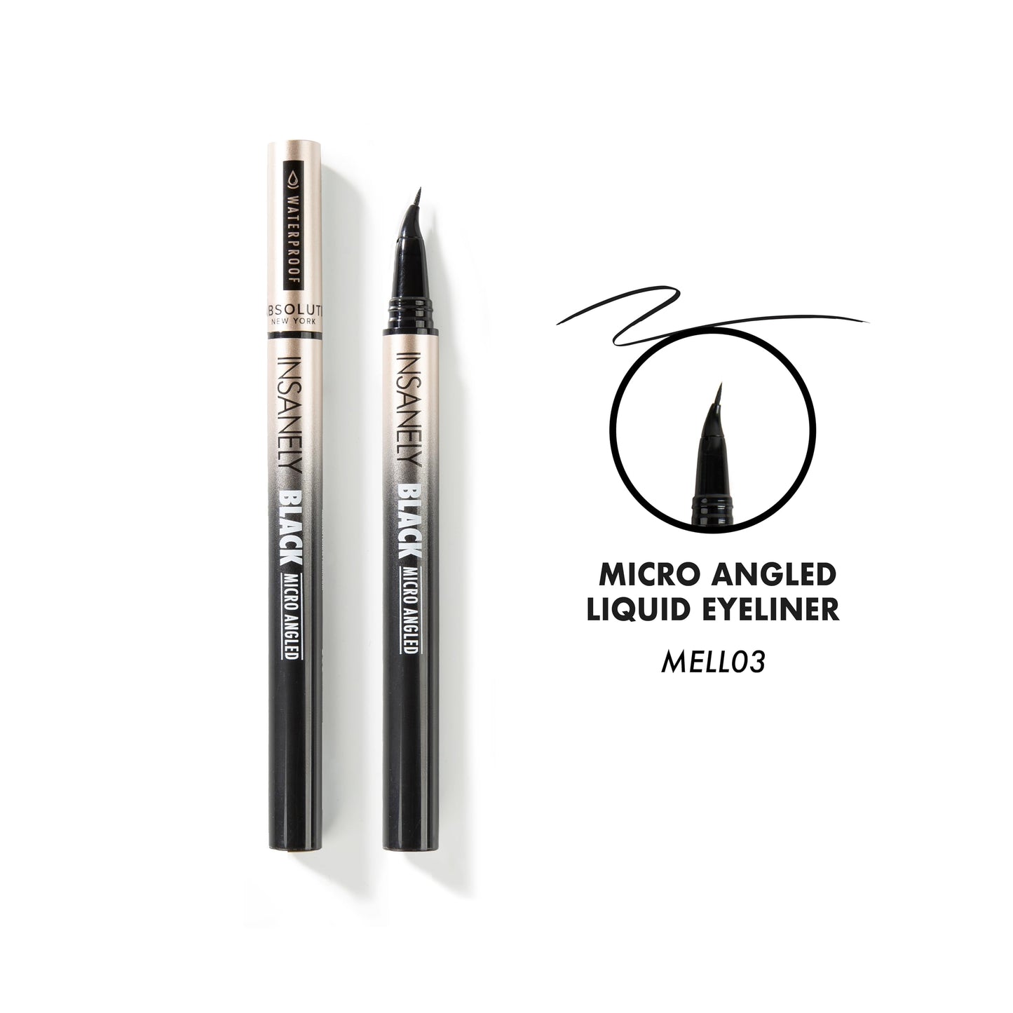 Absolute New York Insanely Black Micro Angled Liquid Eyeliner, Thin Pointed End, Creates Thin Lines Closer to Lash Line Beauty & Personal Care Absolute New York