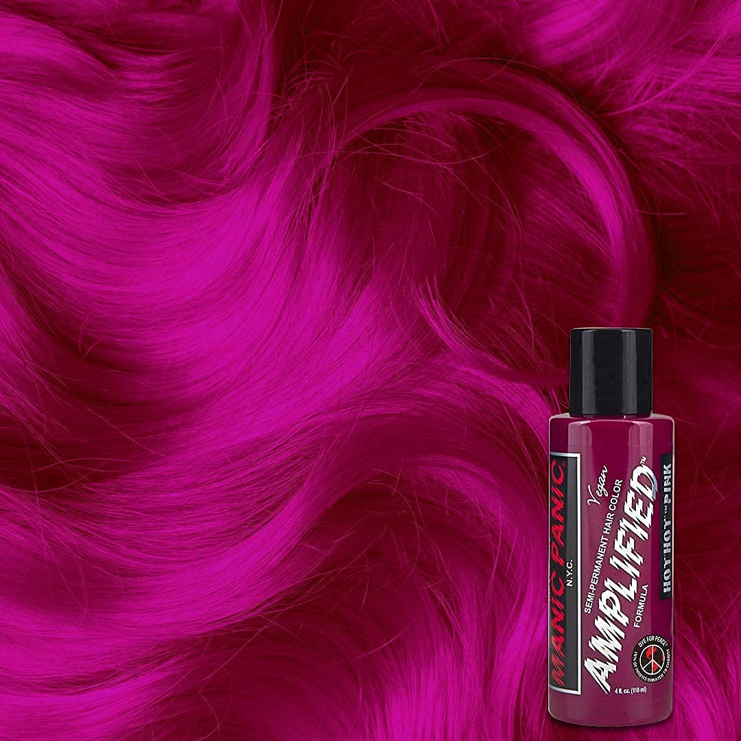 MANIC PANIC Hot Hot Pink Amplified Semi-Permanent Hair Dye - Medium Pink Color - Glows in Blacklight - Vegan, PPD & Ammonia Free Beauty & Personal Care MANIC PANIC