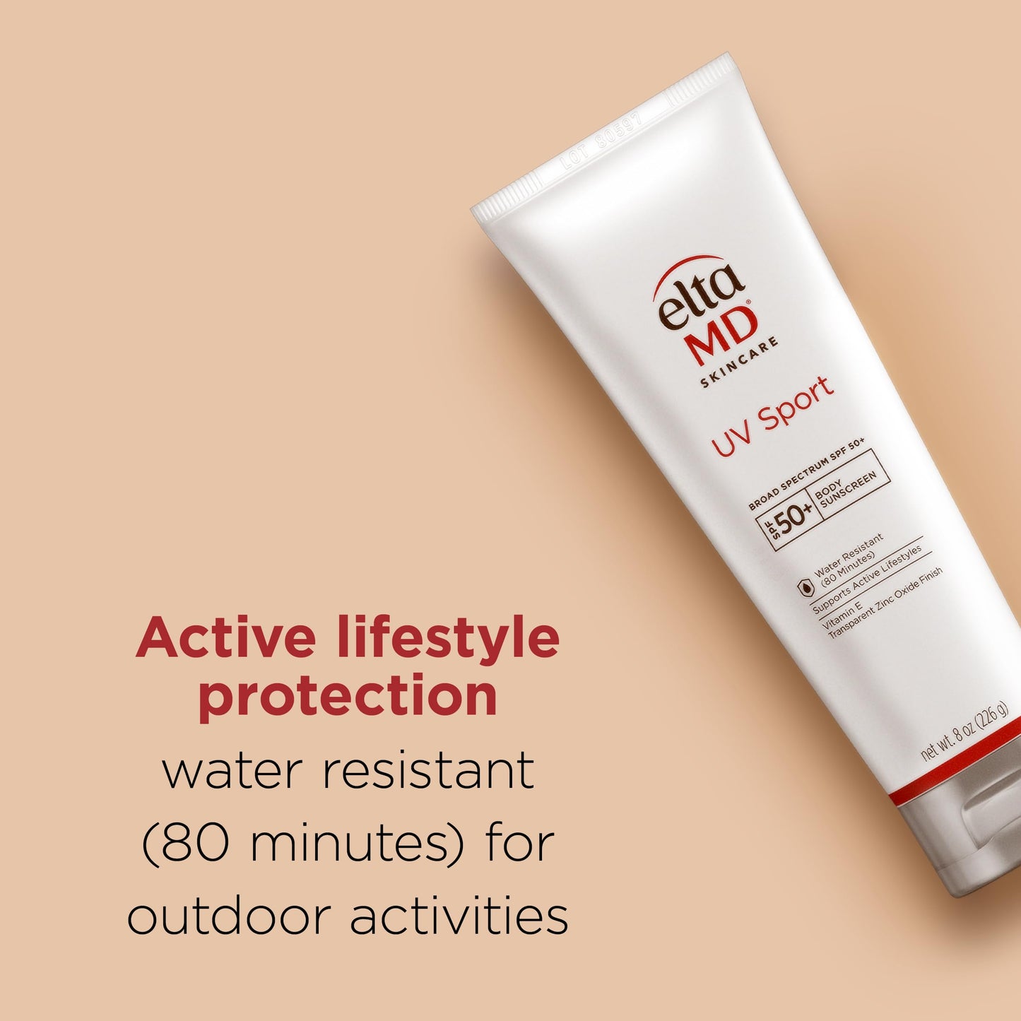EltaMD UV Sport Sunscreen Lotion, SPF 50 Body Sunscreen, Water and Sweat Resistant, Oil-Free, Zinc Oxide Formula, 8 oz Tube Beauty & Personal Care EltaMD