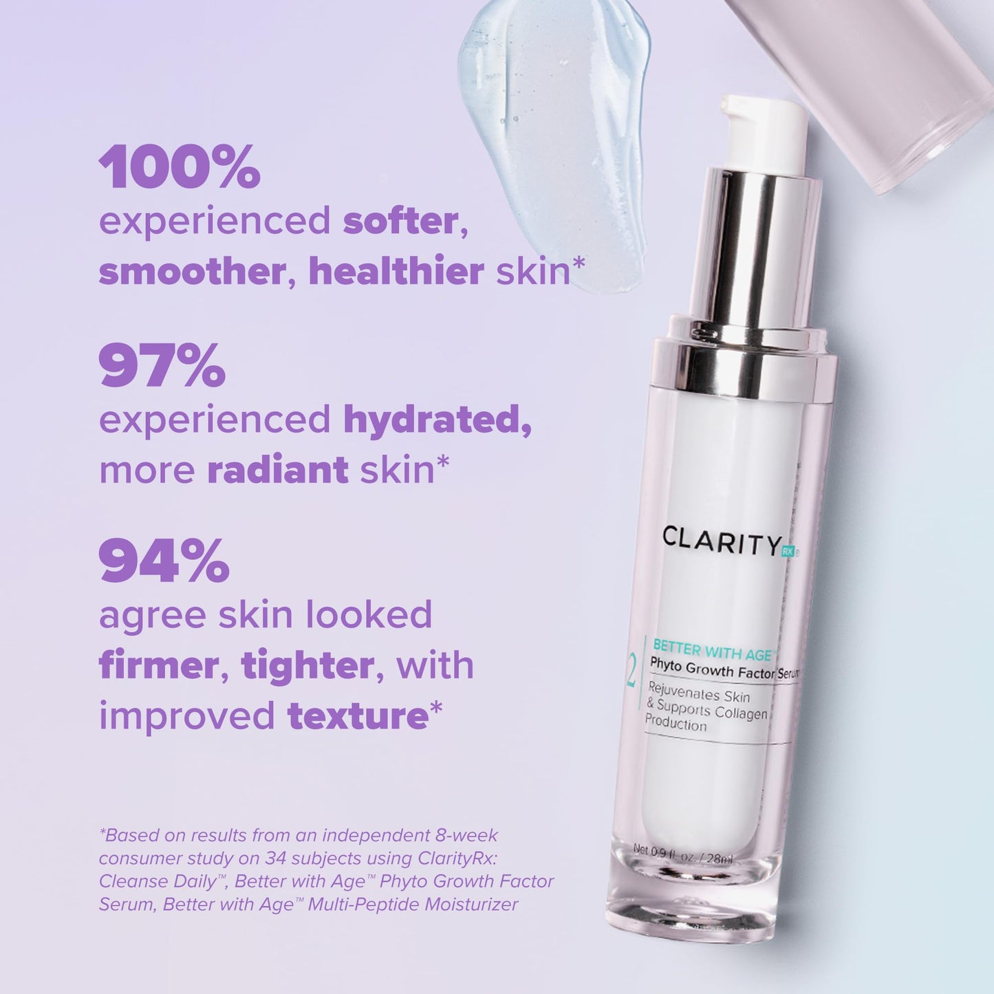 ClarityRx Better With Age Phyto Growth Factor Face Serum, 0.9 Fl Oz, Anti-Aging Hydrating Serum with Plant Stem Cells, Helps Support Collagen Beauty & Personal Care ClarityRx