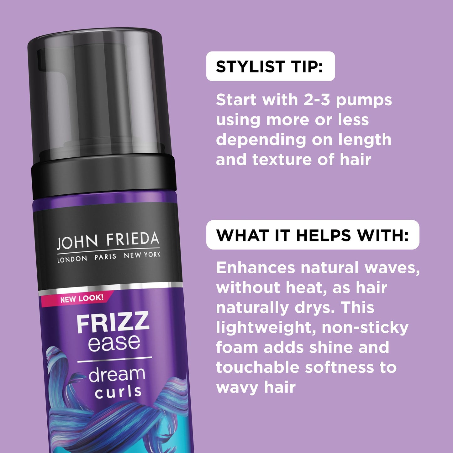 John Frieda Anti Frizz, Frizz Ease Dream Curls Air Dry Waves Styling Foam, Curl Defining Frizz Control, Hair Product for Curly and Wavy Hair, 5 Oz Beauty & Personal Care John Frieda