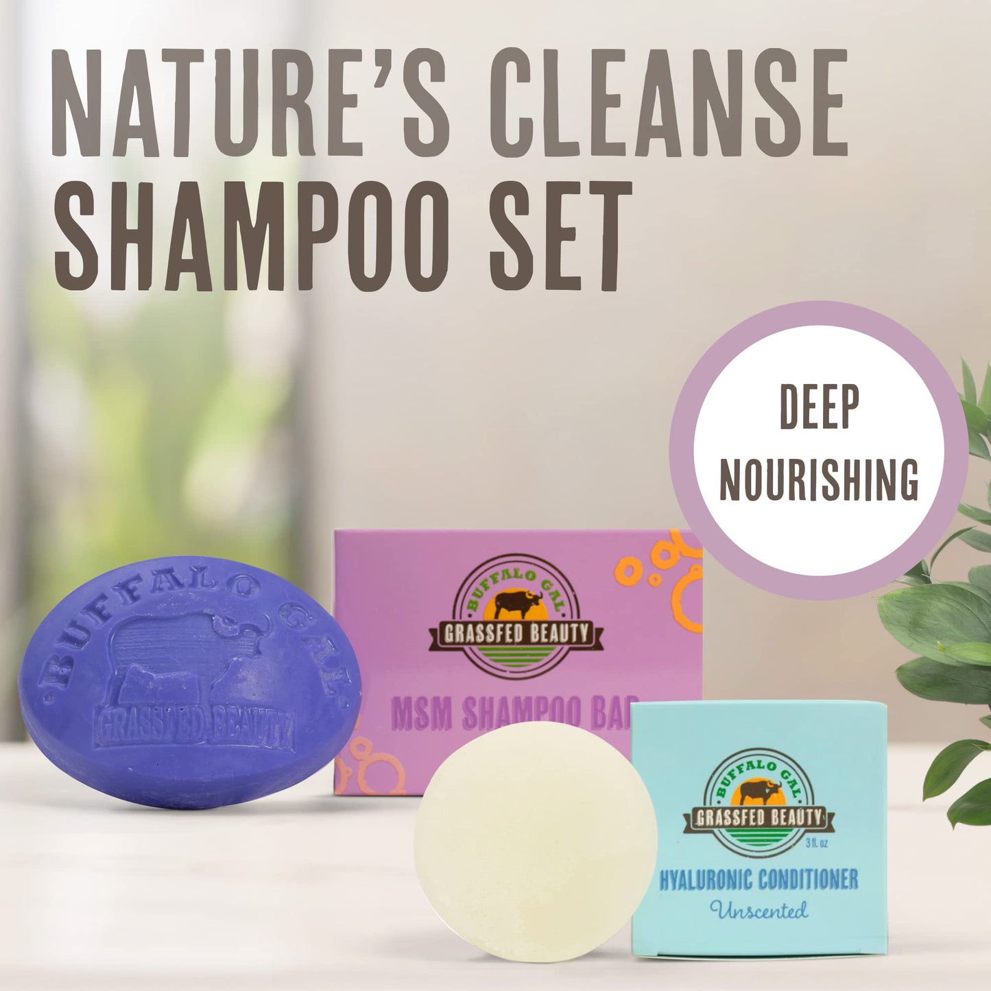 MSM Shampoo Bar + Hyaluronic Hair Conditioner Bar, Solid Bar Shampoo and Conditioner for Hair Growth, Non-Soap, For All Hair Types, Unscented Beauty & Personal Care BUFFALO GAL
