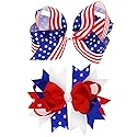 American Flag Hair Bow Clips For Girls,2 Pack Patriotic Independence Day Alligator Hair Pins Flower Hair Accessories for fourth of july Beauty & Personal Care melyde