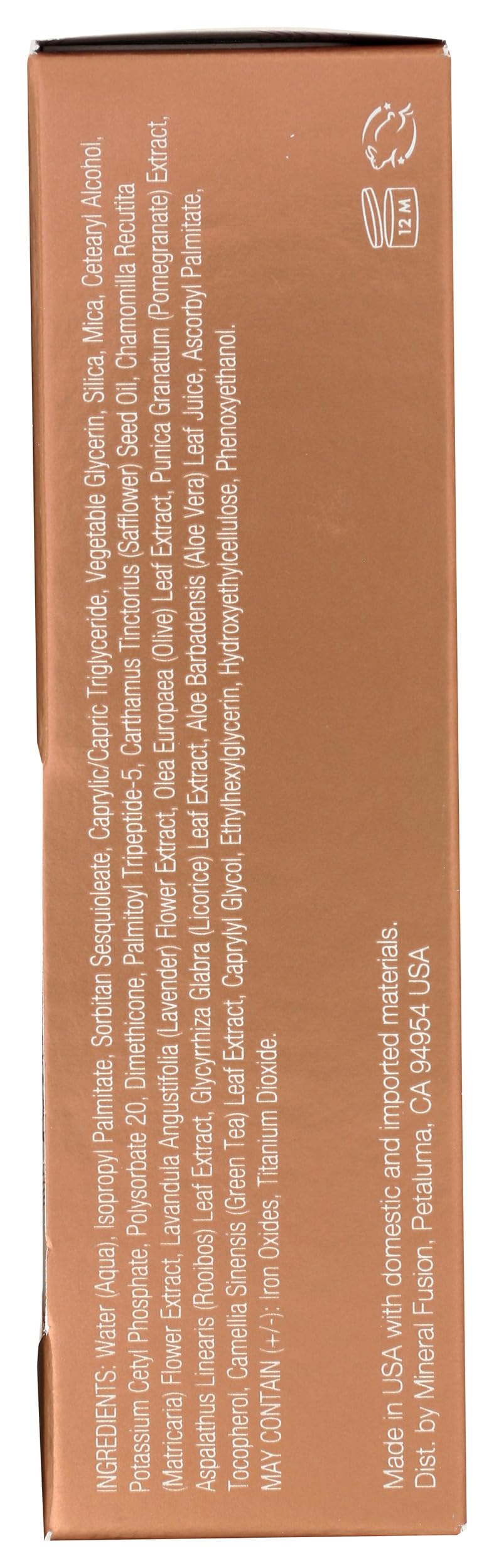 Mineral Fusion Full Coverage Foundation, Liquid Foundation - Warm 4- Med to Tan Complexion w/Golden/Yellow Undertones, Lightweight Matte Finish, Up to