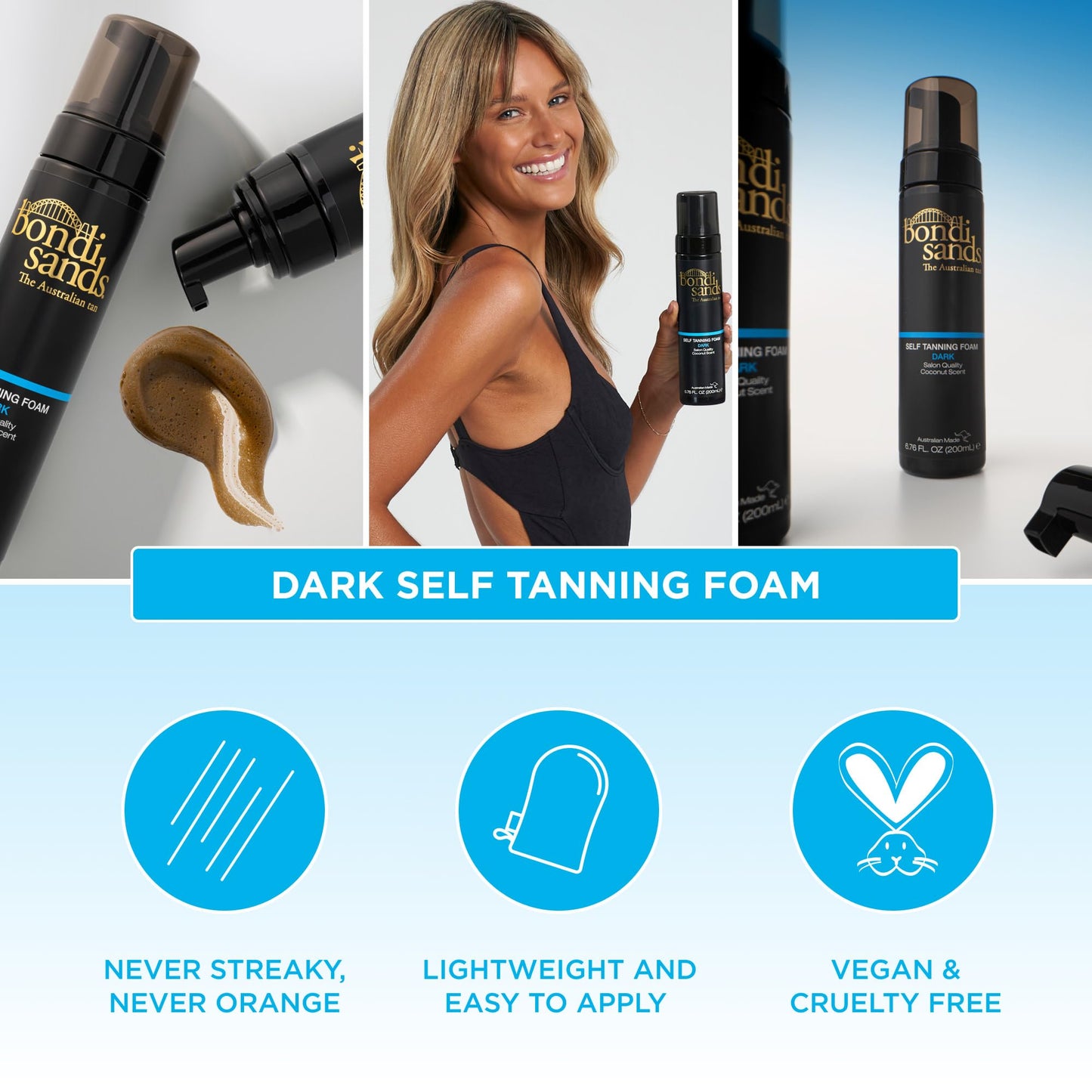 Bondi Sands Dark Self Tanning Foam | Lightweight, Self-Tanner Foam Enriched with Aloe Vera and Coconut Provides an Even, Streak-Free Tan | 6.76 oz/200 Beauty & Personal Care Bondi Sands