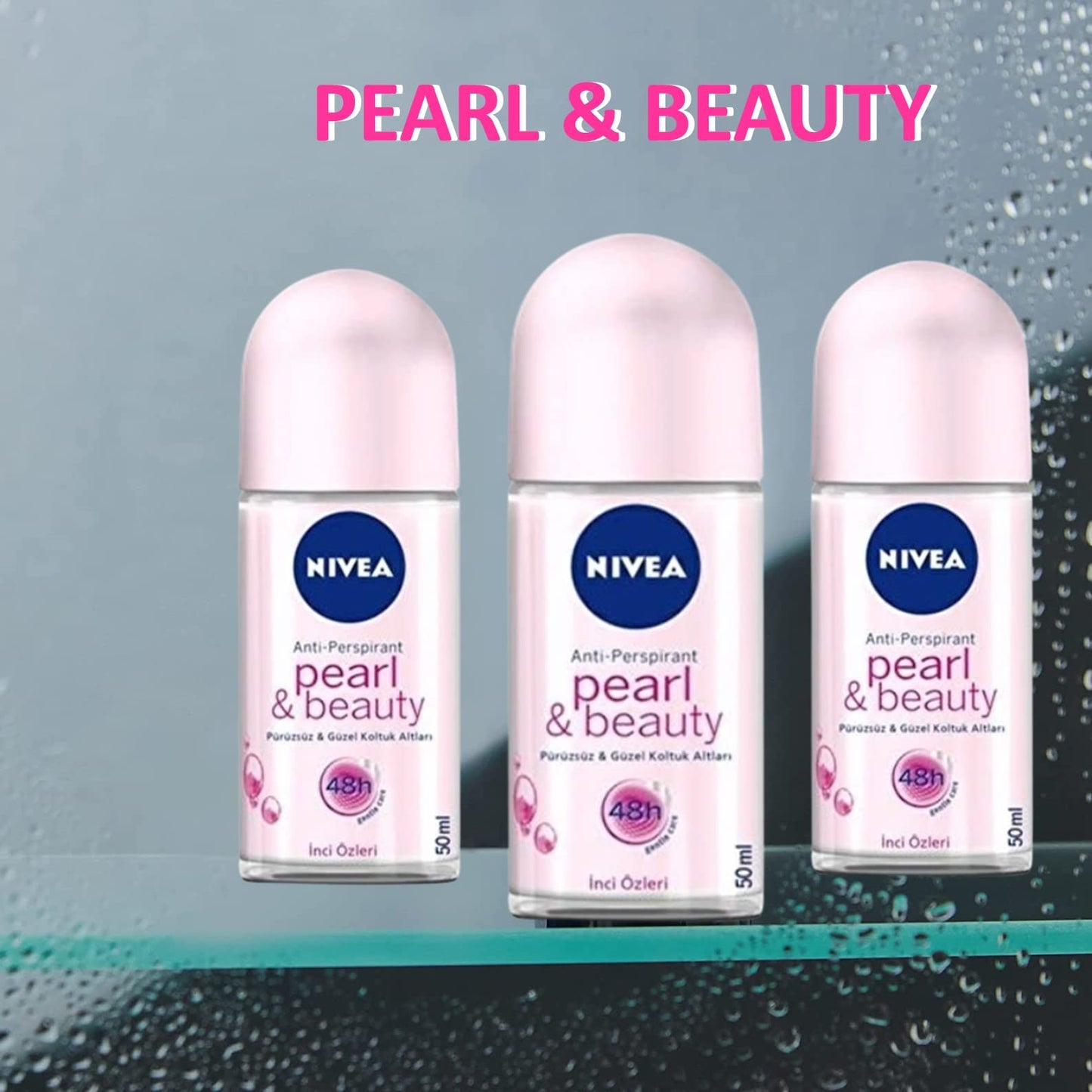 Nivea Women Deodorant Roll On Pearl & Beauty Pack of 3 - 50ml (1.69 fl oz) Beauty and Personal Care NIVEA