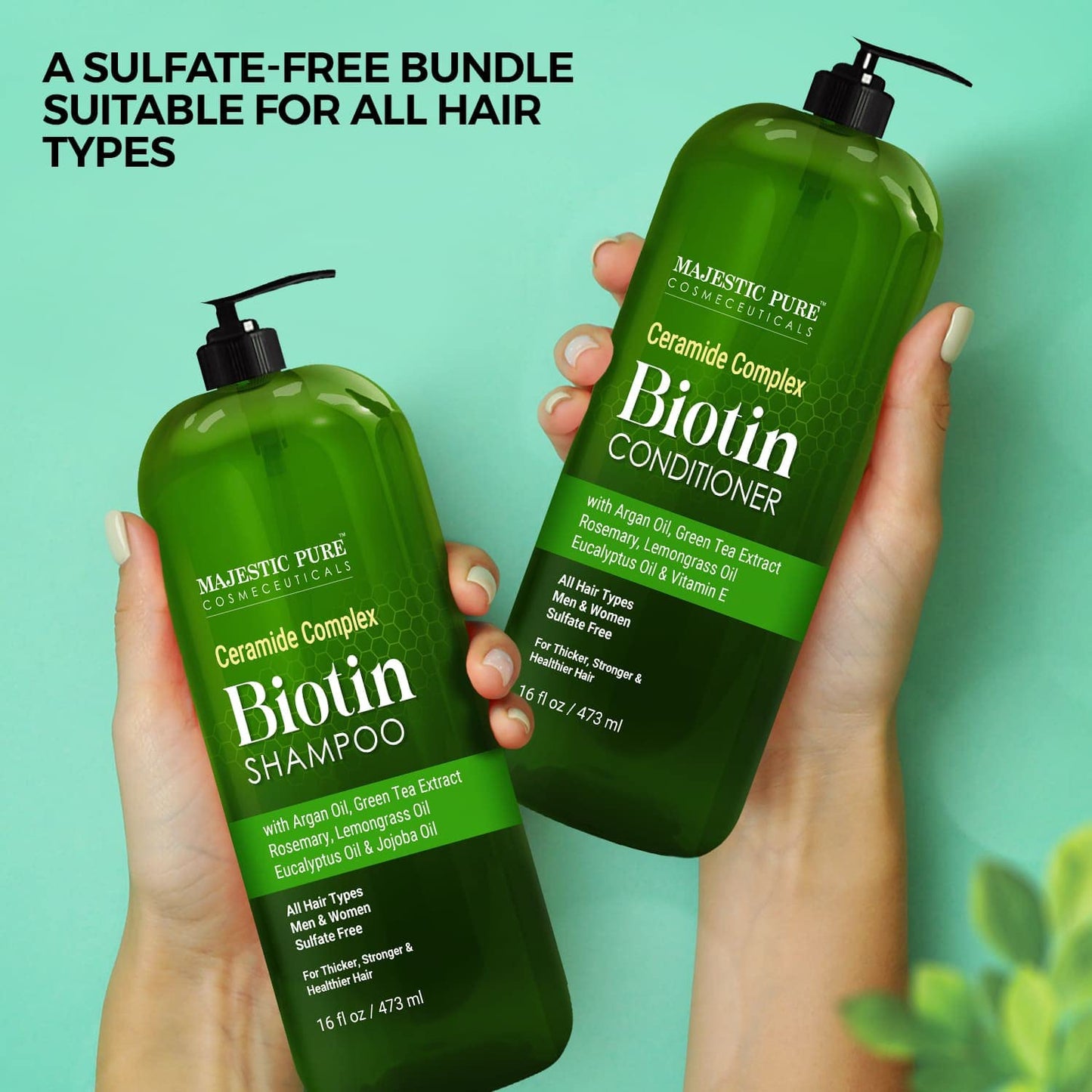 MAJESTIC PURE Biotin Shampoo and Conditioner Set - With Essential Oils & Ceramides - Helps Hair Growth, Thickening, Dry & Colored Hair - Sulfate Free Beauty & Personal Care Majestic Pure