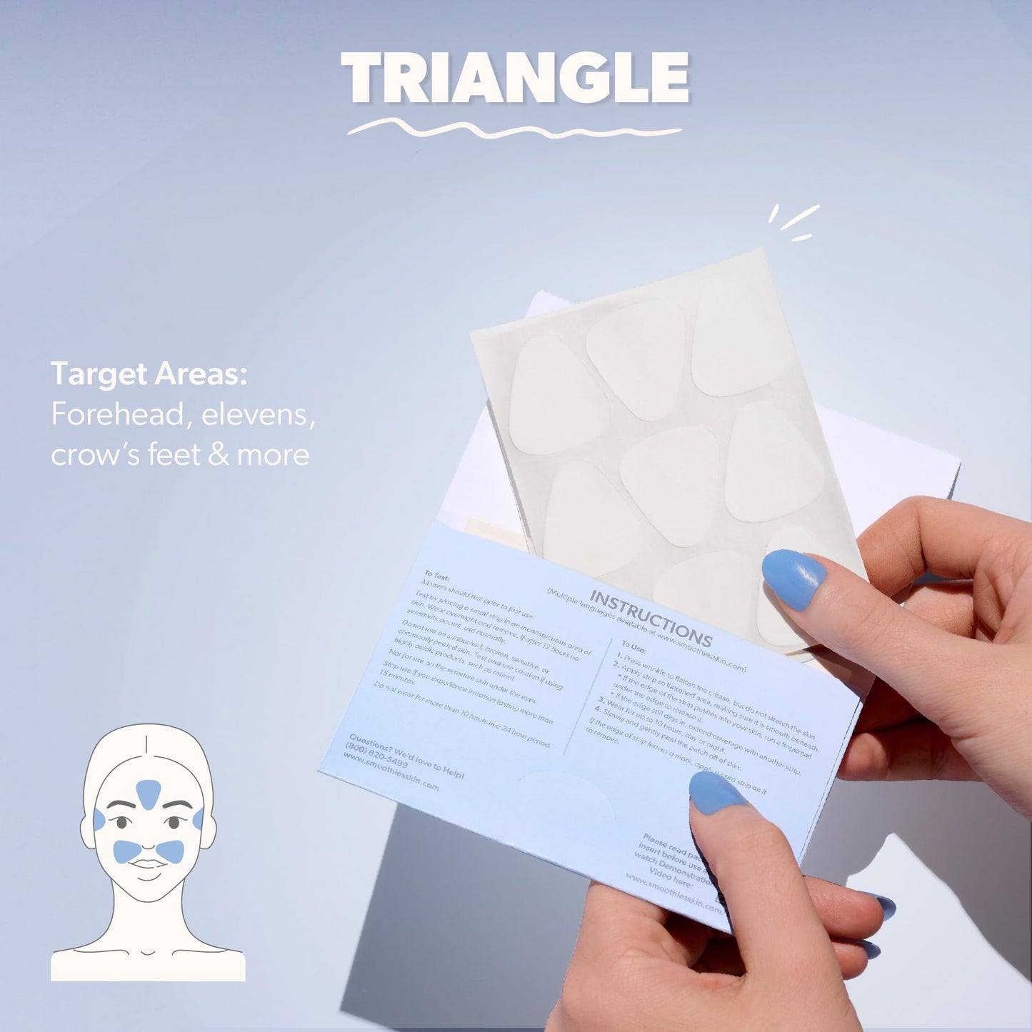Smoothies Triangle Wrinkle Patches – 144 Overnight Facial Adhesives for Crows Feet, Elevens & More, Face Tape Made in USA Beauty & Personal Care Smoothies