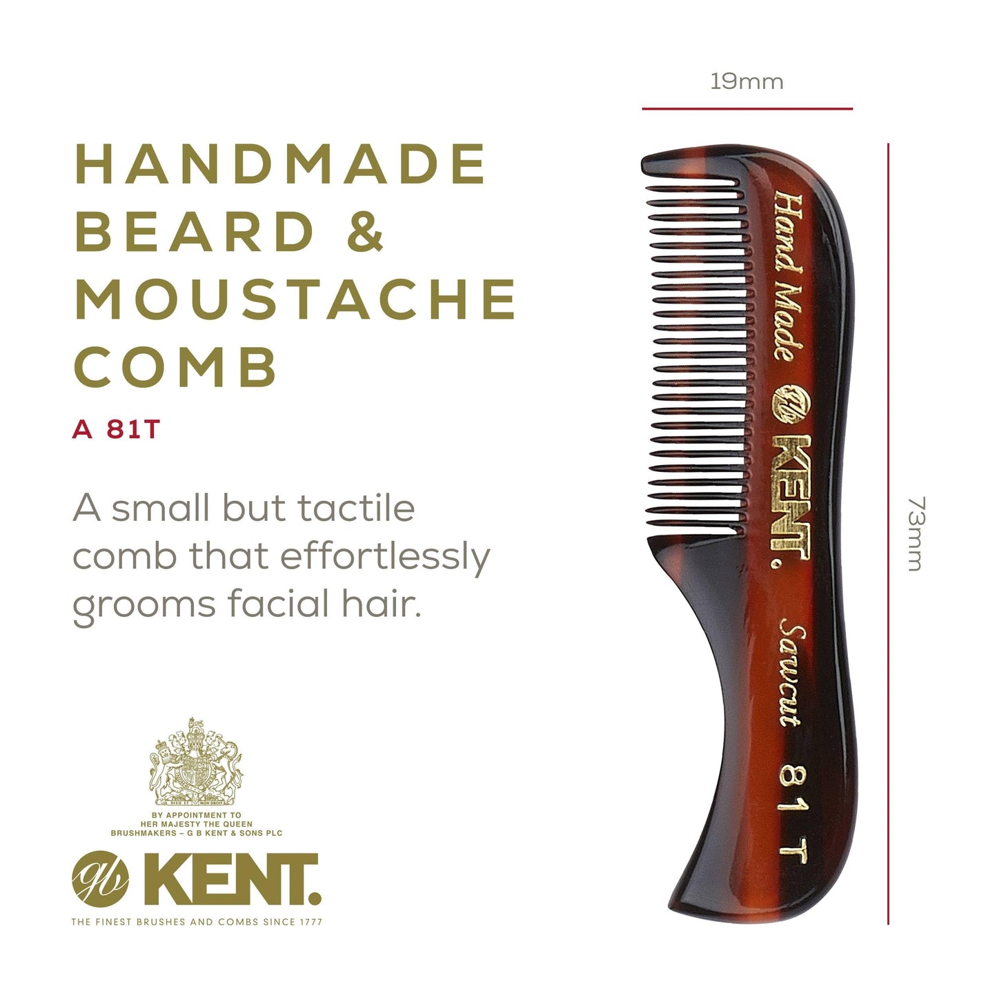 Kent Beard & Mustache Grooming Kit Includes BRD2 White Boar Bristle Beard Brush, 81T Handmade Sawcut Comb, and FOT Fine Tooth Beard Comb for Men’s Beauty and Personal Care KENT