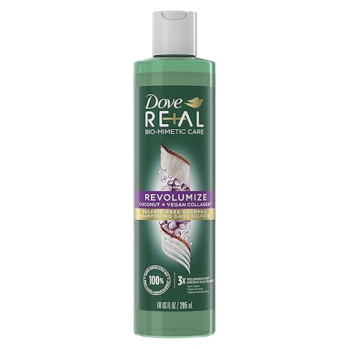 Dove RE+AL Bio-Mimetic Care Shampoo For Fine, Flat Hair Revolumize Sulfate-Free Volumizing Shampoo With Coconut + Vegan Collagen 10 Oz Beauty & Personal Care Dove