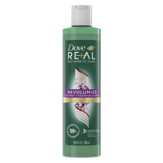 Dove RE+AL Bio-Mimetic Care Shampoo For Fine, Flat Hair Revolumize Sulfate-Free Volumizing Shampoo With Coconut + Vegan Collagen 10 Oz Beauty & Personal Care Dove