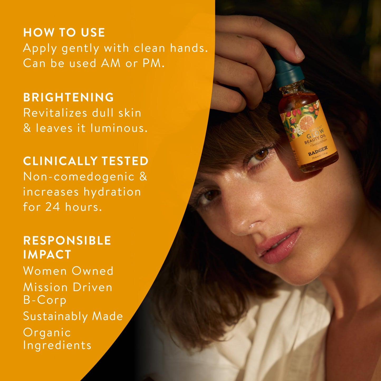 Badger Seabuckthorn Face Oil, Organic Face Moisturizer for Women & Men, Nourishing & Soothing Organic Jojoba, Baobab & Vitamin E Oil, Vegan Beauty & Personal Care Badger