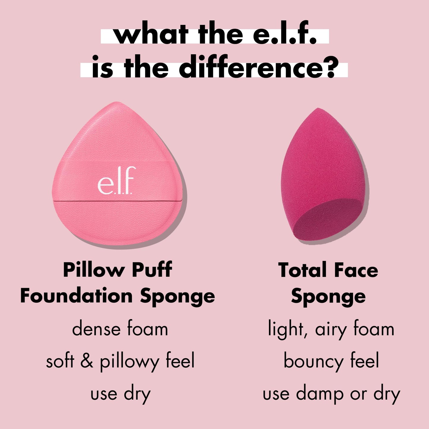 e.l.f. Pillow Puff Foundation Sponge, Bouncy, Ultra-Soft Foam Makeup Sponge For Liquid Foundation, Creates An Airbrushed Finish, Vegan Beauty & Personal Care e.l.f.