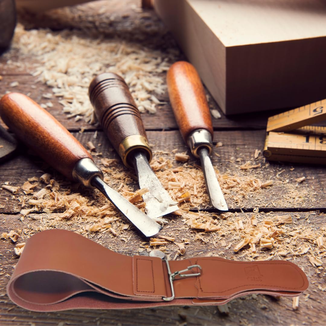 Gents Leather Razor Strop 2.5" x 23.5" Cowhide Straight Razor Strop Dual Sided Canvas Barber Sharpening Strap for Razors Knives Tools Beauty and Personal Care G.B.S