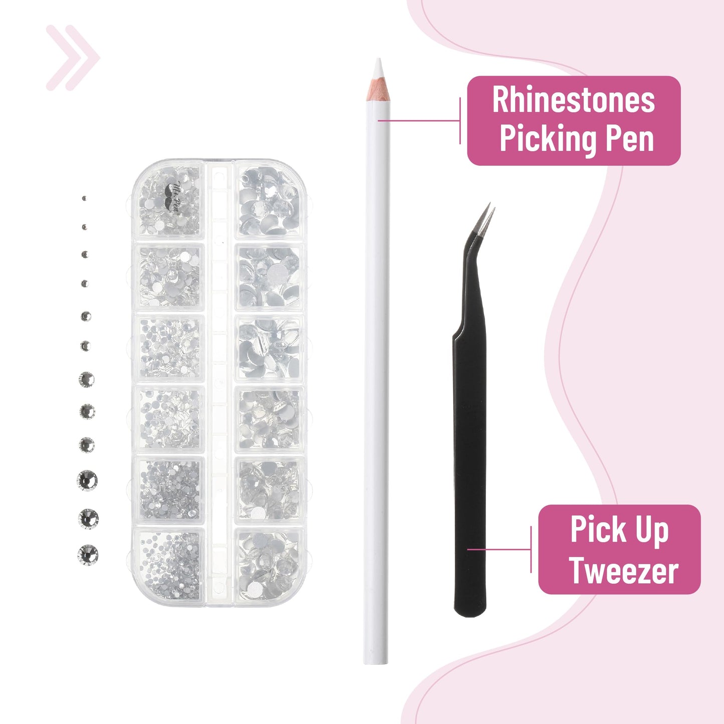 Mr. Pen - 2000 Pcs Rhinestones with Pick Up Tweezer & Picking Pen, Flat Back Round Rhinestones for Crafts, Face Gems, Nails & Makeup Beauty & Personal Care Mr. Pen