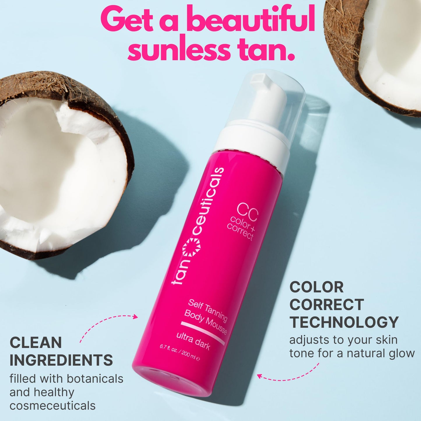 Tanceuticals CC Self Tanning Body Mousse - Ultra Dark Self Tanner - Healthy Ingredients & Fresh Coconut Scent Give Instant, Natural-Looking Beauty & Personal Care Tanceuticals