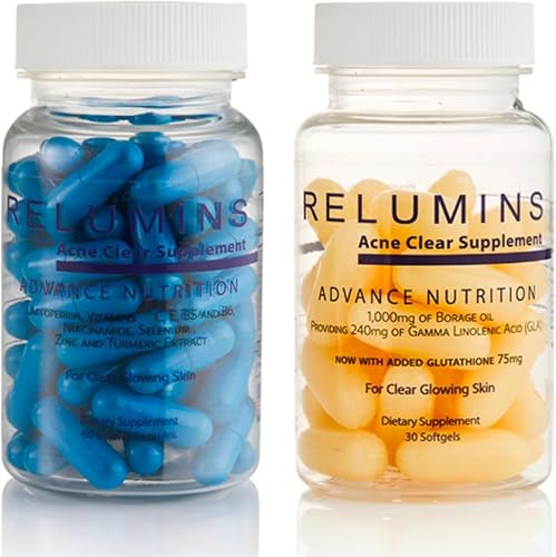 Relumins Dual Capsule Formula - Natural Beauty Supplement with GLA, Borage Oil, Vitamin E, Zinc, Turmeric, and Hydrating Plant-Based Oils - Supports Beauty & Personal Care Relumins