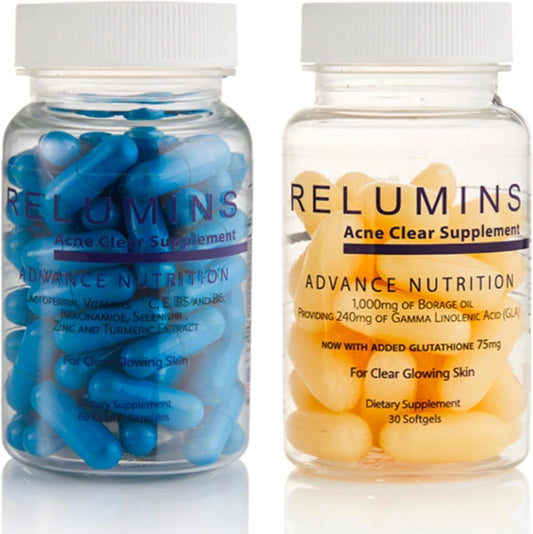Relumins Dual Capsule Formula - Natural Beauty Supplement with GLA, Borage Oil, Vitamin E, Zinc, Turmeric, and Hydrating Plant-Based Oils - Supports Beauty & Personal Care Relumins