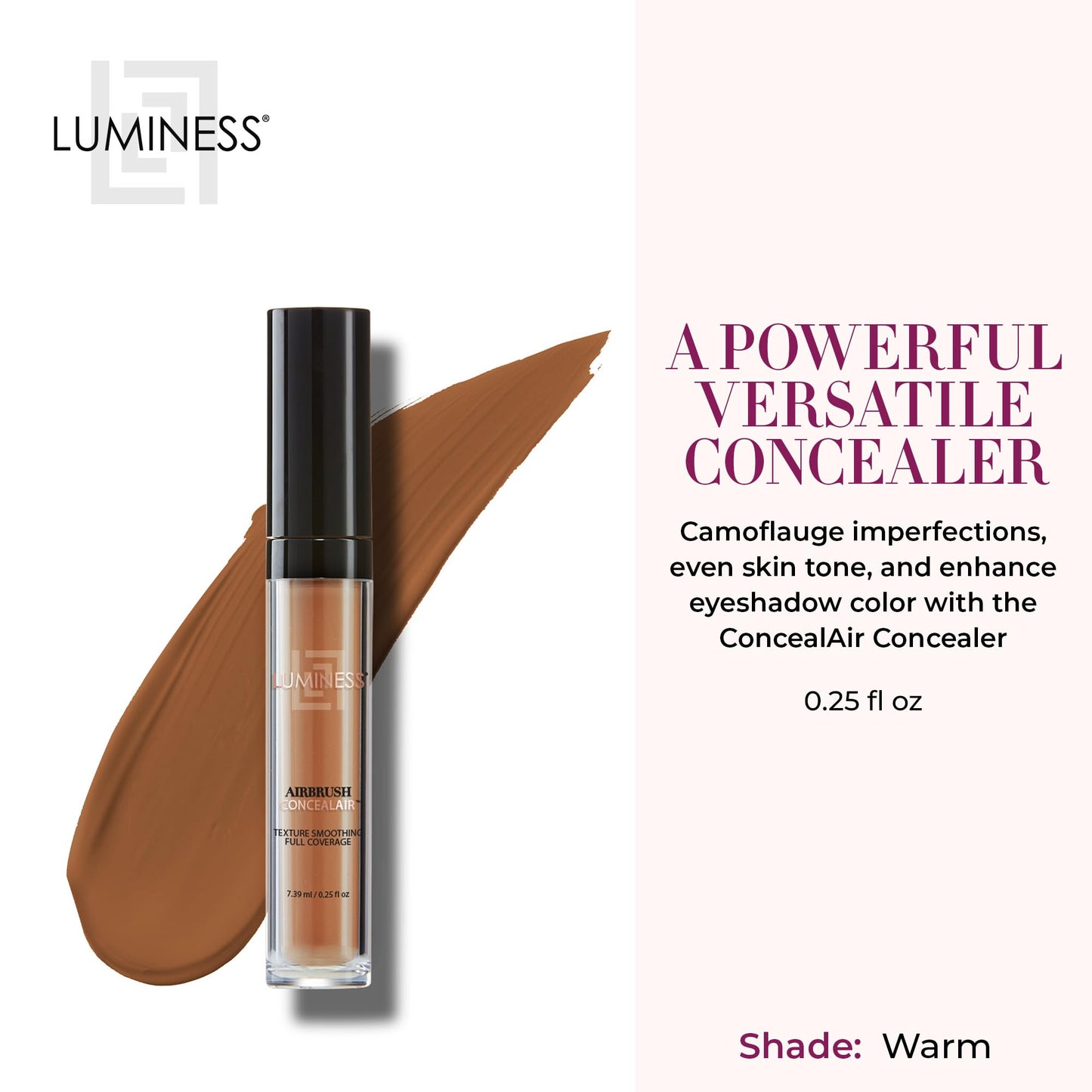 LUMINESS Under Eye Concealer for Dark Circles, ConcealAir (Warm Tan) - Weightless Coverage & Crease-Resistant Makeup Concealer to Even Out Skin Tones Beauty & Personal Care LUMINESS