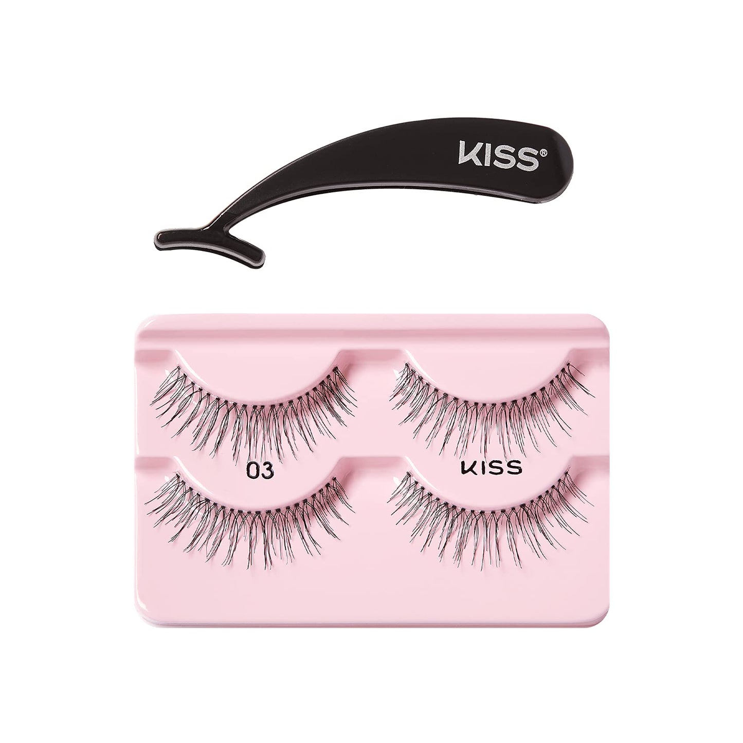KISS Ever EZ Lashes Double Pack No. 03, Reusable Natural Eyelash Starter Kit, Includes Easy-Angle Applicator and 2 Pairs Human Hair False Eyelashes Beauty & Personal Care KISS