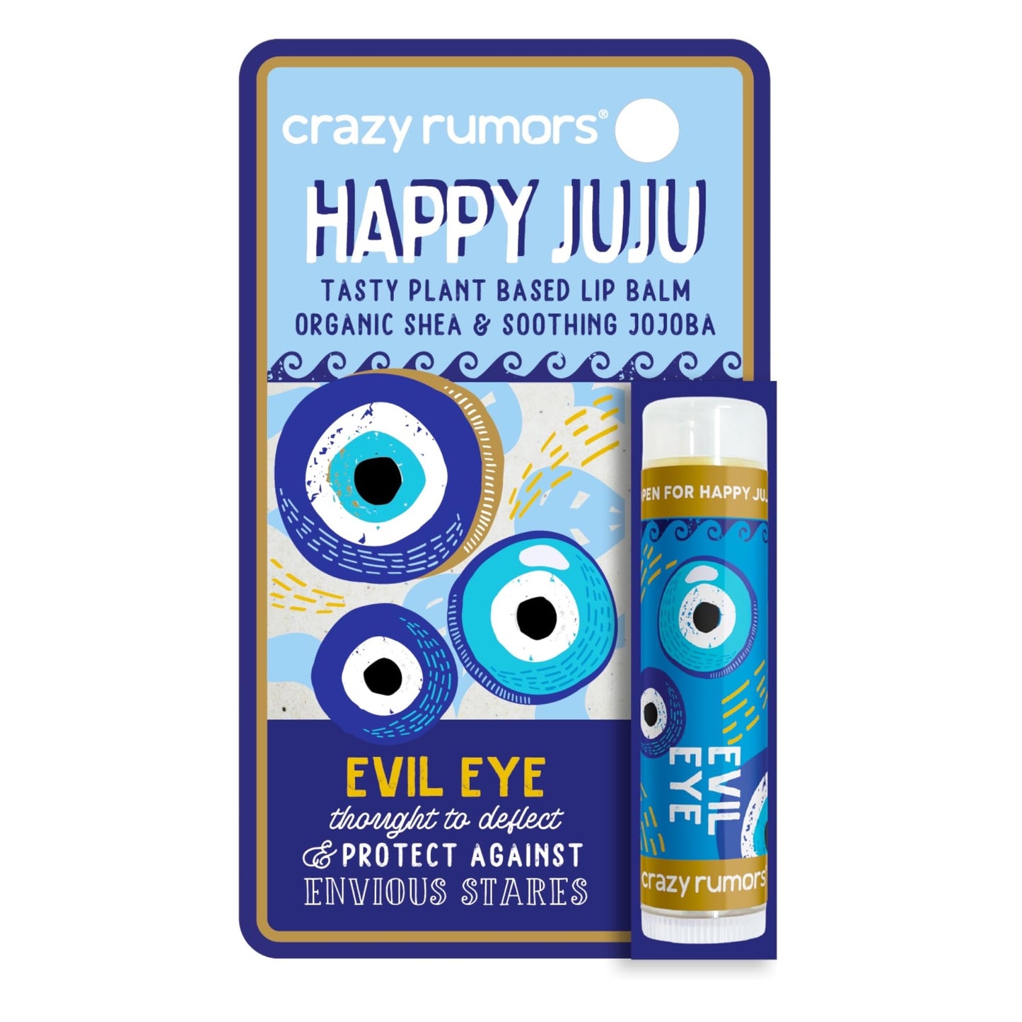 Crazy Rumors Happy Juju All Natural, Plant-Based Lip Balm with Organic Shea & Jojoba 1 Pack (Evil Eye) Beauty & Personal Care Crazy Rumors