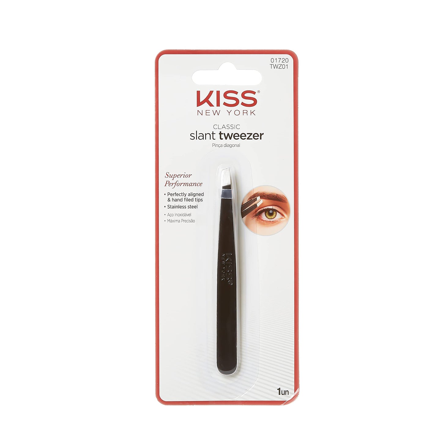 Kiss New York Tweezer Premium Precision Slant Tip TWZ01 Beauty & Personal Care KISS NEW YORK
