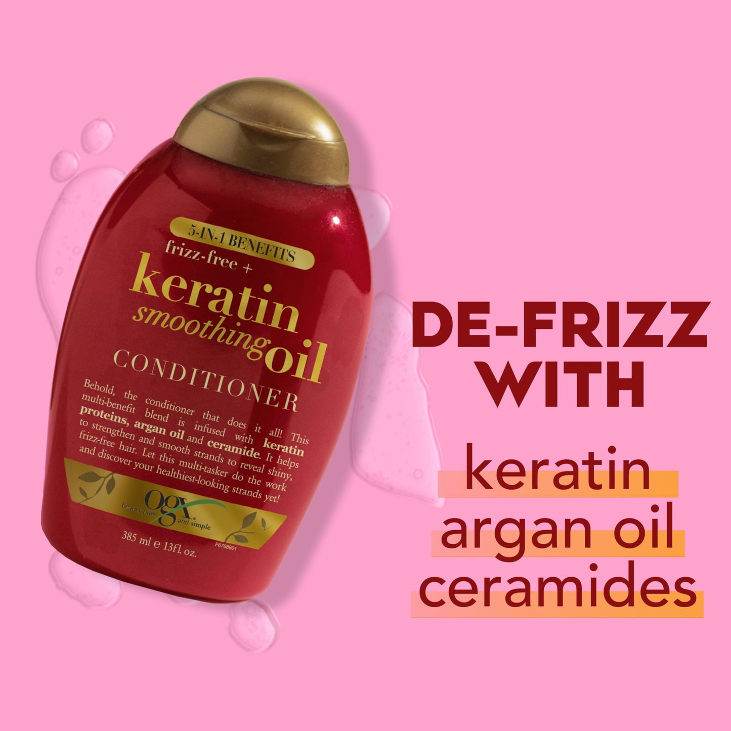 OGX Frizz-Free + Keratin Smoothing Oil Conditioner, 5 in 1, for Frizzy Hair, Shiny Hair, 13 Fl Oz Beauty & Personal Care OGX