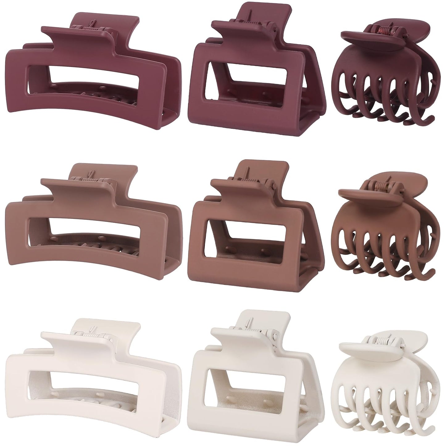 CHANDAT Medium Claw Hair Clips Set for Women - 3 Styles, 9PCS Rectangle Hair Clips for Thick Hair, Square Clips for Thin Hair - Coffer Red Beauty and Personal Care CHANDAT Default Title