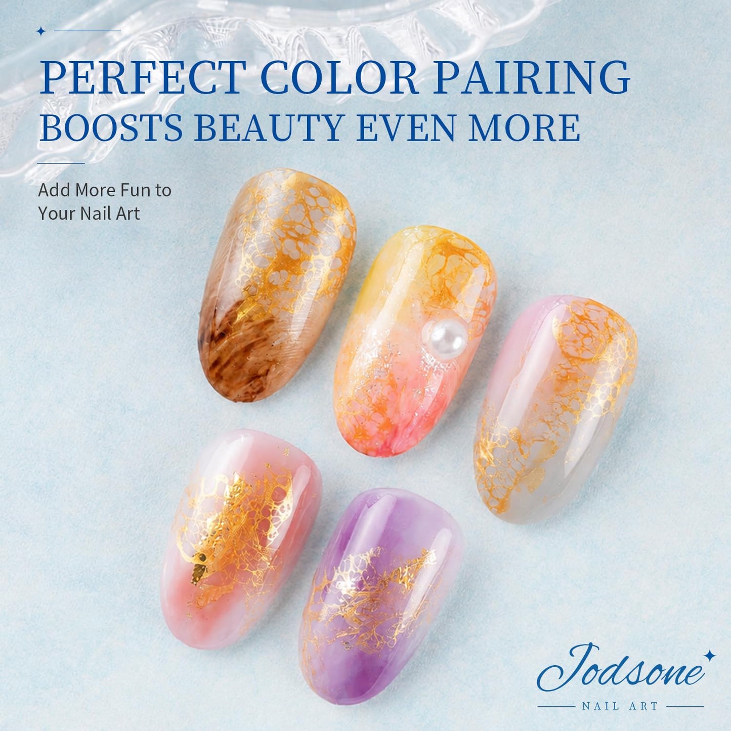 JODSONE Blooming Wave Nail Gel 16.5ML for Ocean Wave and Lace Nail Art,Blooming Liquid Applied Over Uncured Base Gel,Champagne Gold(B1512) Beauty and Personal Care JODSONE