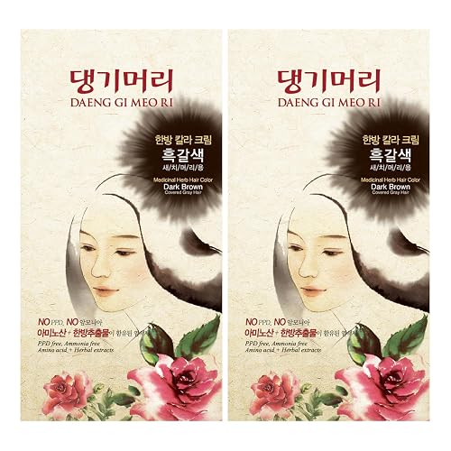 Daeng Gi Meo Ri - Korean Herbal Hair Dye Color Cream [Dark Brown] (2-PACK) - PPD-Free Gray Coverage, Hair Protection, High-Keratin Formula, 5 Oz Beauty & Personal Care Daeng Gi Meo Ri