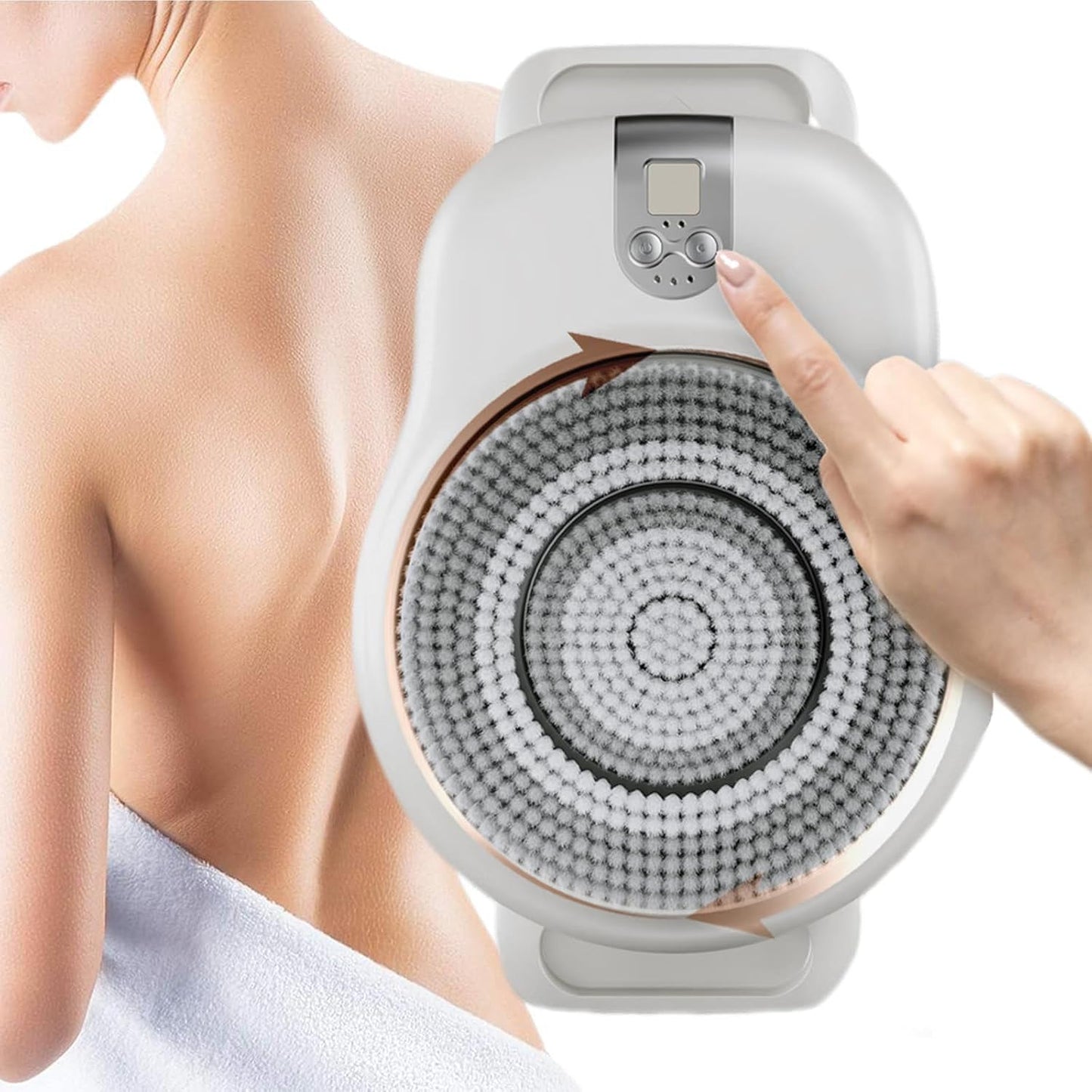 Smart Wall Mounted Exfoliating Brush, Back Scrubber for Shower Wall, 2-Speed Adjustment, 0-7 Mm Adjustable Height, 360° Automatic Rota-Tion, Beauty and Personal Care LZDOYY