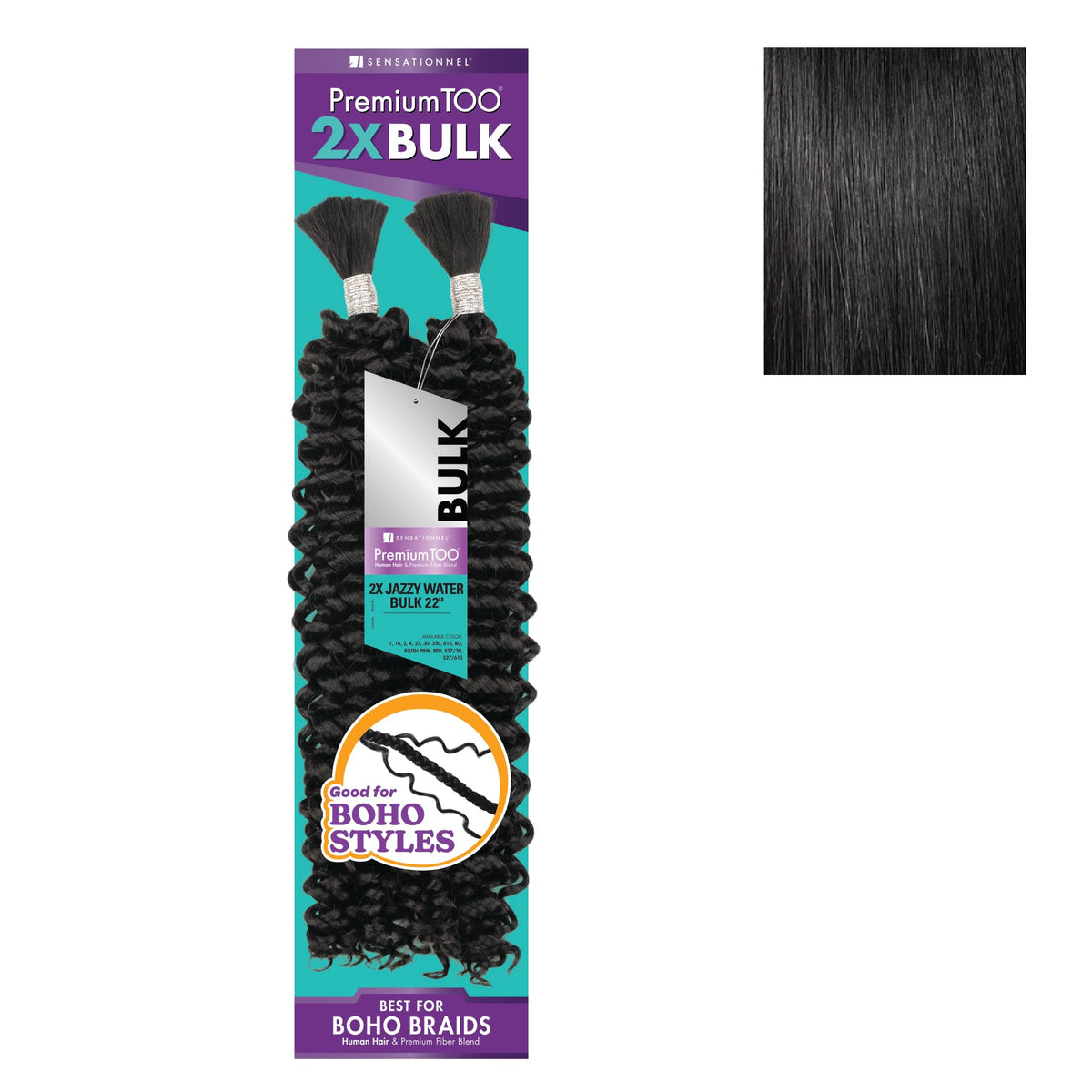 Sensationnel PremiumToo Bulk Weaving-2X Jazzy Water,1pk 22in, 1 JETBLACK