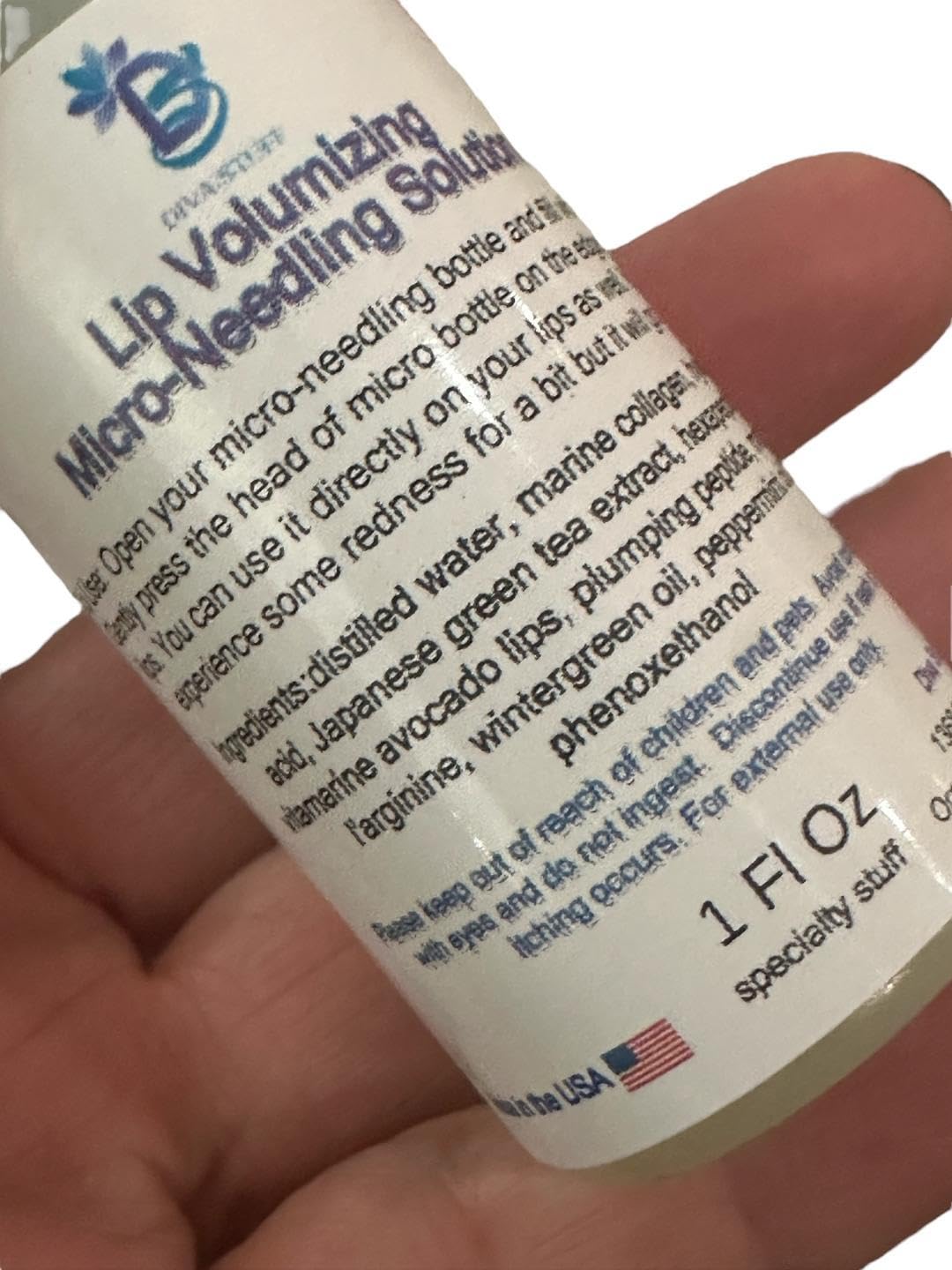 Lip Volumizing Micro-NeedIing Serum Solution and Applicator By Diva Stuff, With Peptides, Hyaluronic Acid, Wintergreen and Marine Collagen Beauty and Personal Care Diva Stuff