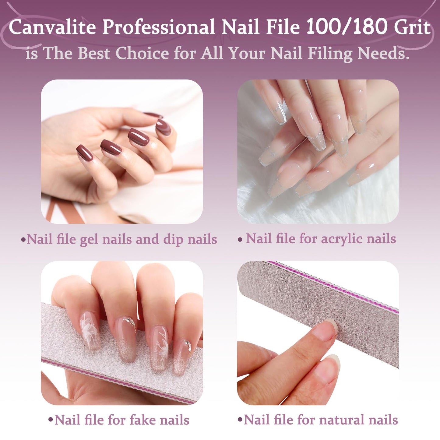 HeeYaa Nail File 12 PCS Professional Reusable 100/180 Grit Double Sides Washable Nail File Manicure Tools for Poly Nail Extension Gel and Acrylic Beauty & Personal Care HeeYaa