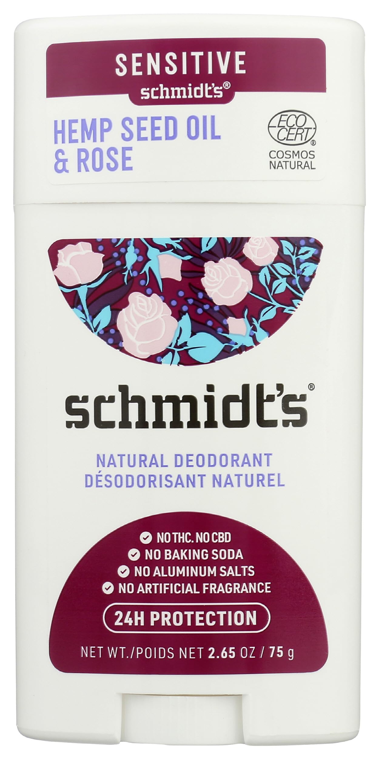 Schmidt's Deodorant For Odor Protection Rose + Black Pepper Aluminum Free Deodorant 2.65 oz Beauty and Personal Care Schmidt's